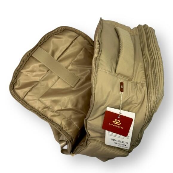 Lovevook 40L Travel Backpack Women Shoe Compartment Puffer Carry On Khaki Tan - Picture 10 of 15